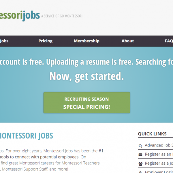 Montessori Jobs website design