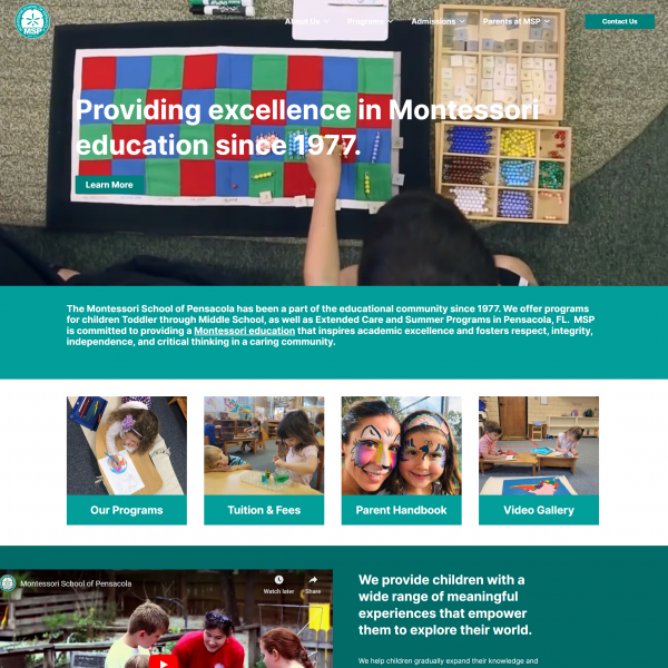 Montessori of Pensacola website design